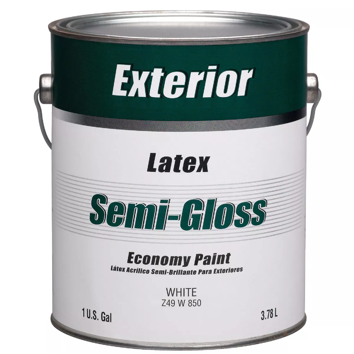 Economy Latex Semi-Gloss Exterior House Paint, White, 1 Gal.