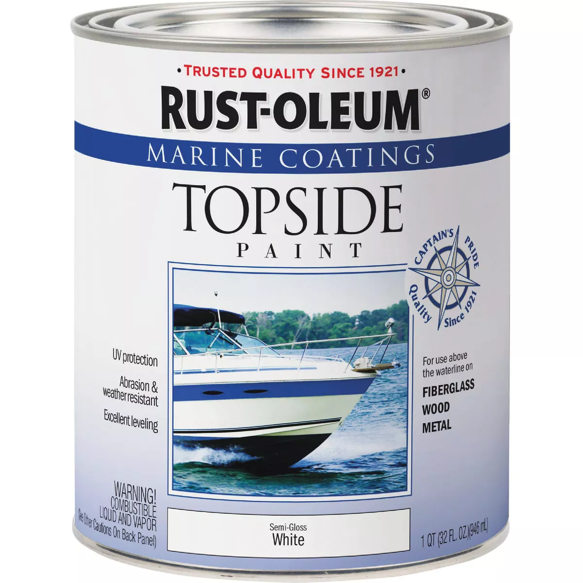Rust-Oleum Semi-Gloss Marine Boat Topside Paint, White, 1 Qt. - photo 2