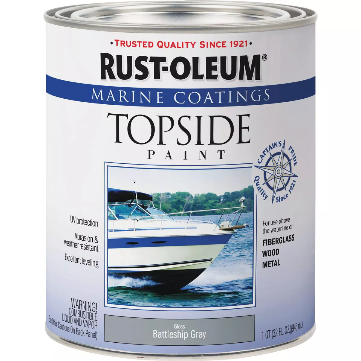 Rust-Oleum Gloss Marine Boat Topside Paint, Battle Gray, 1 Qt. - photo 2