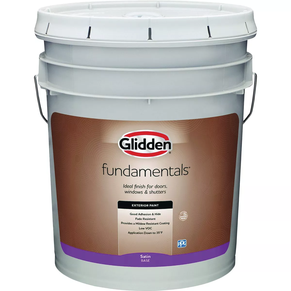 Glidden Fundamentals Exterior Paint Satin White Pastel Base 5 Gallon