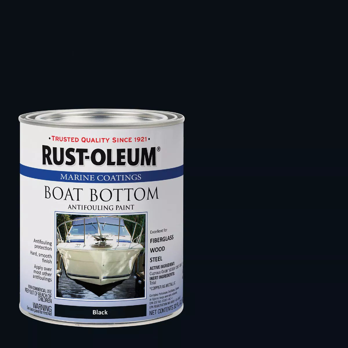 Rust-Oleum Marine Boat Bottom Antifouling Paint, Black, 1 Qt.