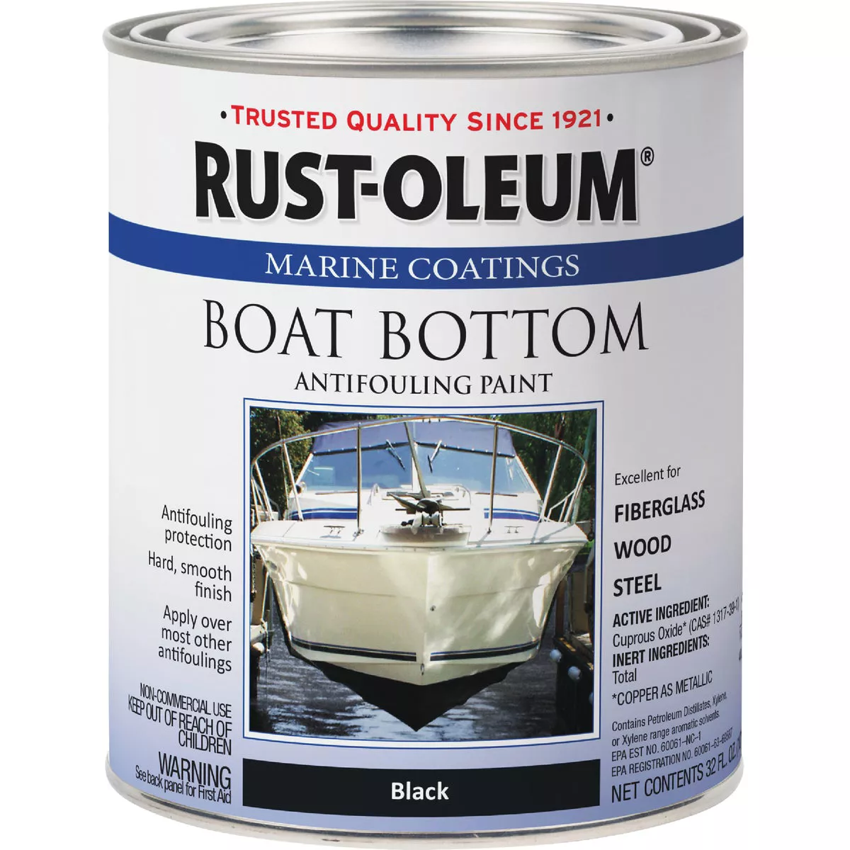 Rust-Oleum Marine Boat Bottom Antifouling Paint, Black, 1 Qt. - photo 2