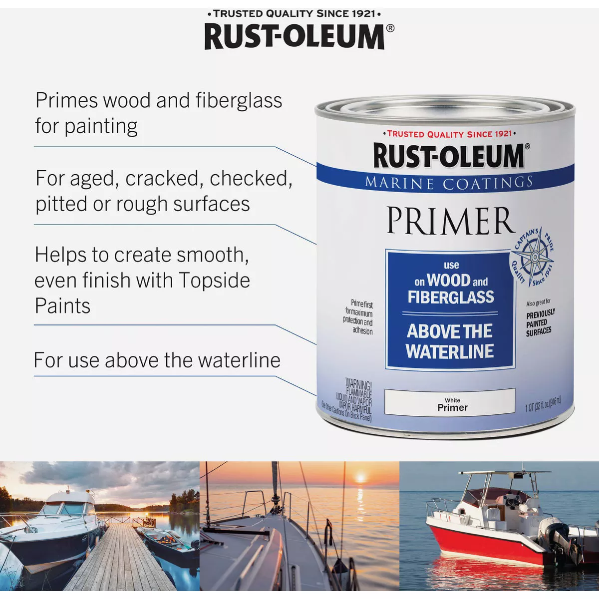 Rust-Oleum Flat Marine Primer, White, 1 Qt. - photo 3