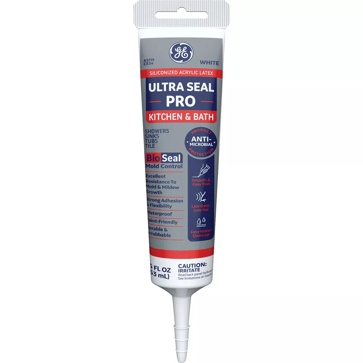 GE Ultra Seal Pro 5.5 Oz. White Siliconized Acrylic Latex Kitchen & Bath Caulk