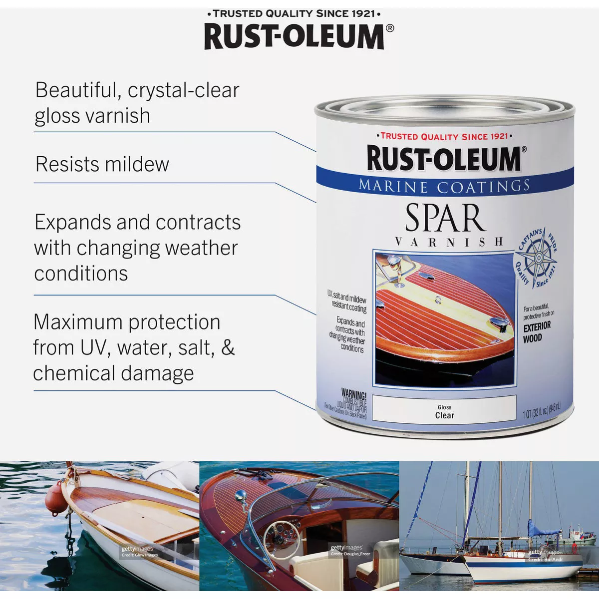 Rust-Oleum 1 Qt. Gloss Marine Spar Exterior Varnish - photo 2