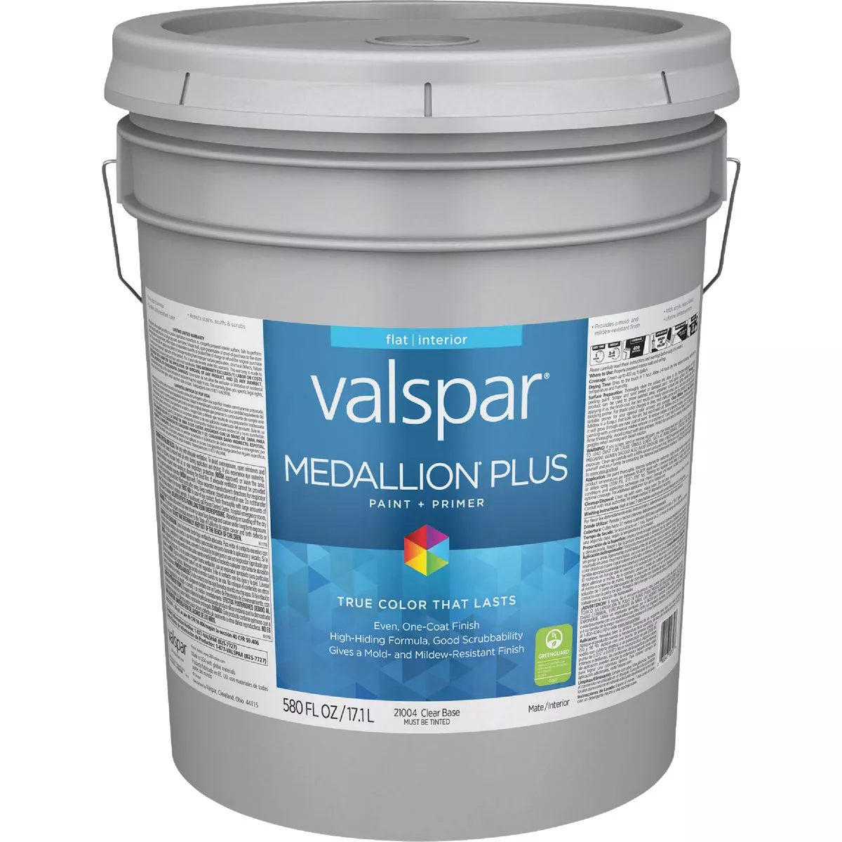 Valspar Medallion Plus Premium Paint & Primer Interior Flat Paint, Clear Base, 5 Gal.