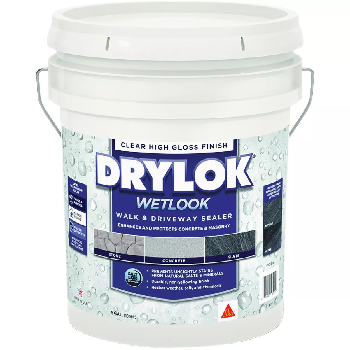 Drylok WetLook Clear High Gloss Penetrating Sealer, 5 Gal.