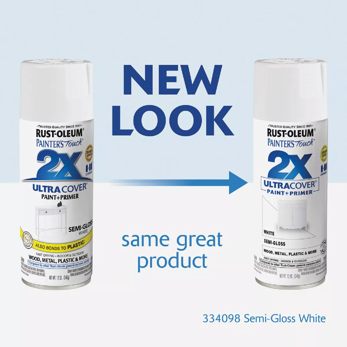 Rust-Oleum Painter's Touch 2X Ultra Cover 12 Oz. Semi-Gloss Paint + Primer Spray Paint, White - photo 4