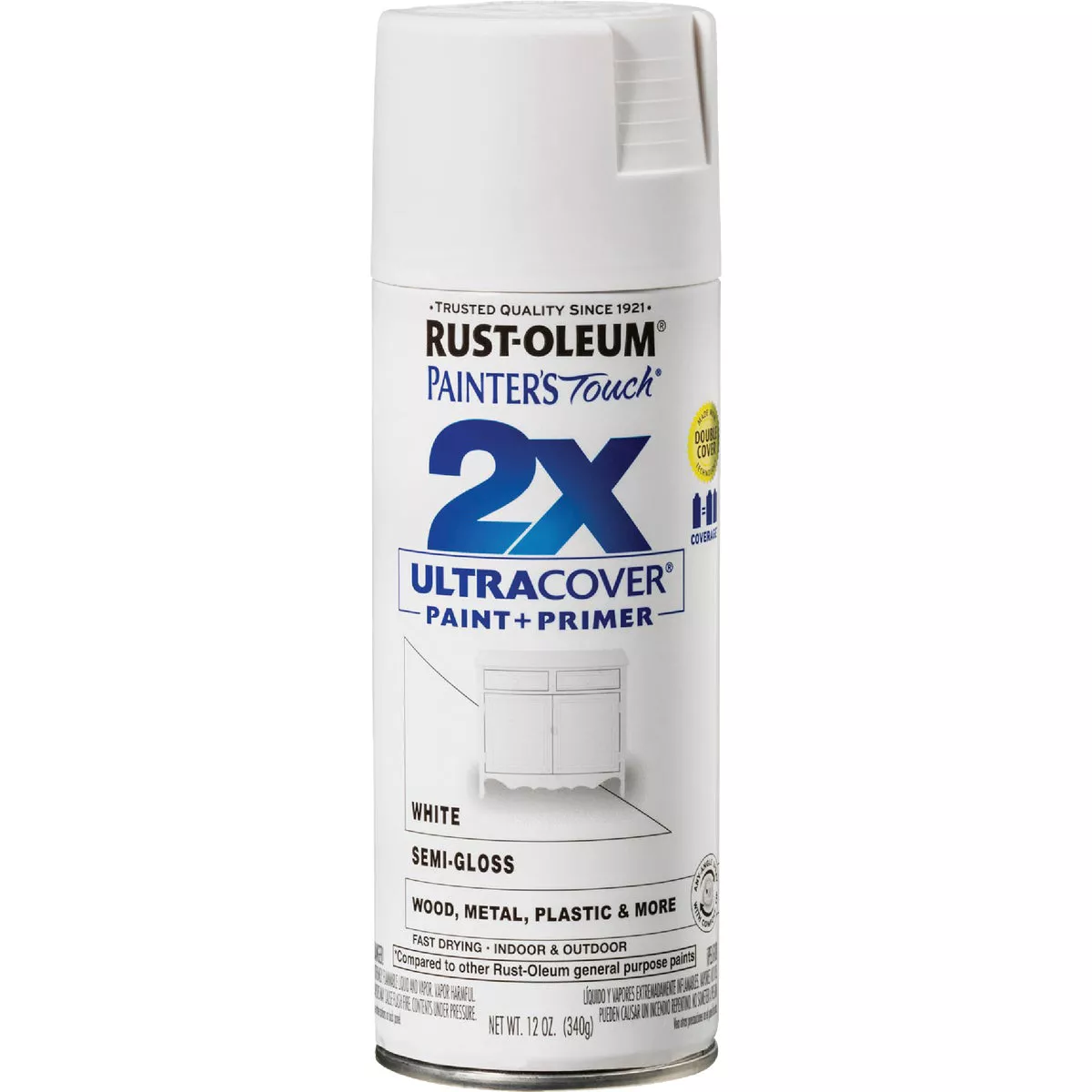 Rust-Oleum Painter's Touch 2X Ultra Cover 12 Oz. Semi-Gloss Paint + Primer Spray Paint, White - photo 2