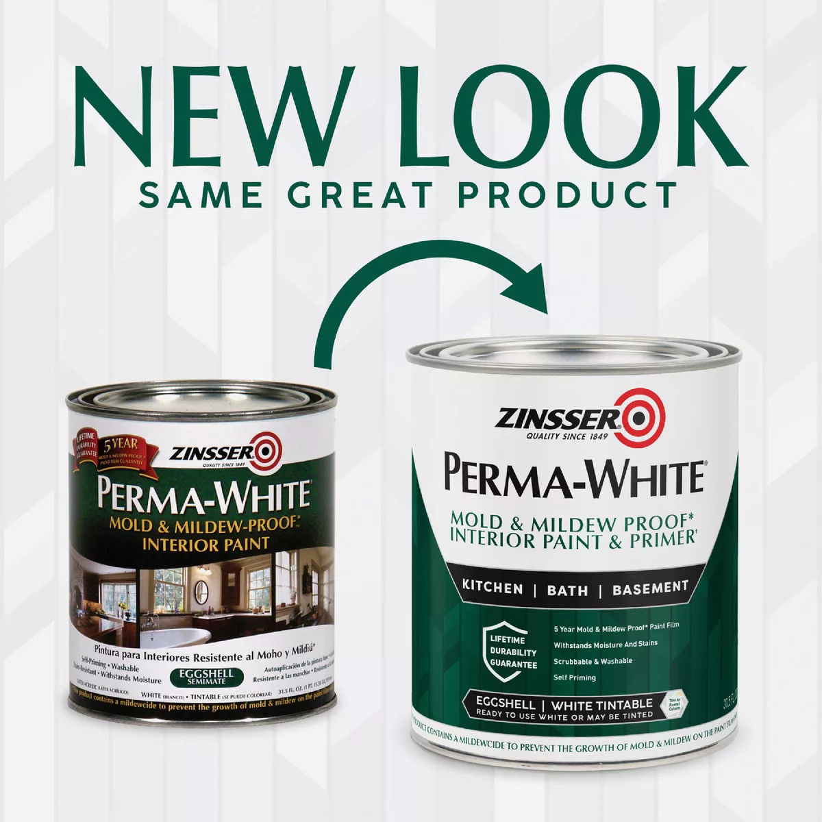 Zinsser Perma-White White-Tintable Eggshell Quart Mildew Paint - photo 2