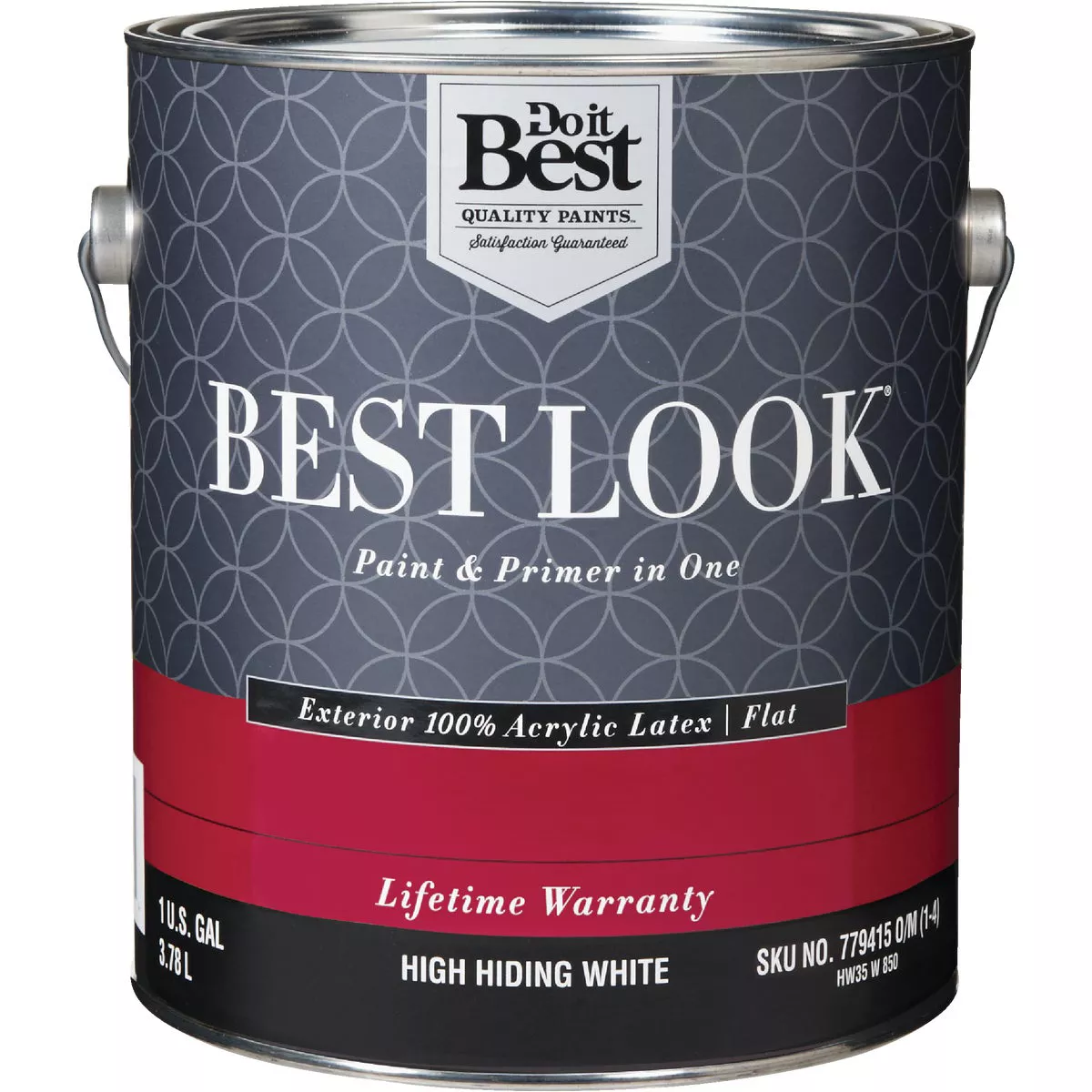 Best Look 100% Acrylic Latex Premium Paint & Primer In One Flat Exterior House Paint, High Hiding White, 1 Gal.