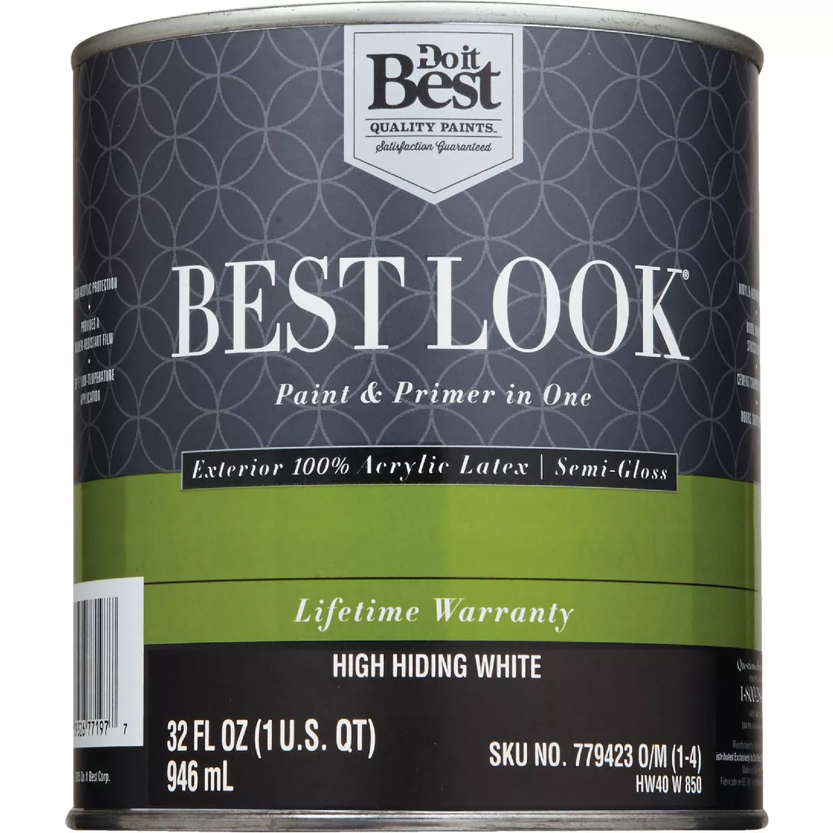 Best Look 100% Acrylic Latex Premium Paint & Primer In One Semi-Gloss Exterior House Paint, High Hiding White, 1 Qt. - photo 2