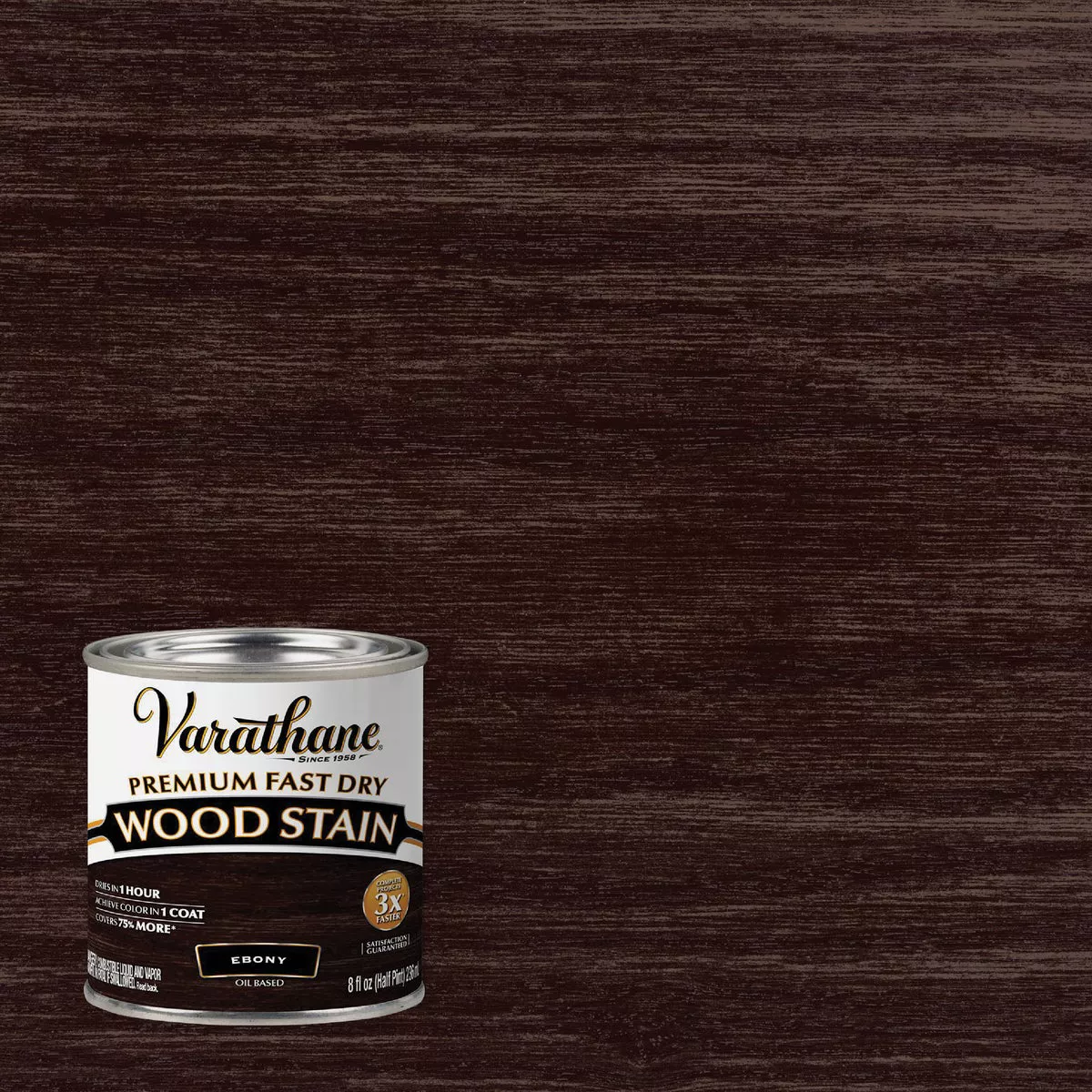 Varathane Fast Dry Ebony Wood Urethane Modified Alkyd Interior Wood Stain, 1/2 Pt.