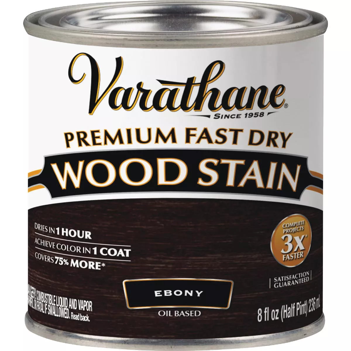 Varathane Fast Dry Ebony Wood Urethane Modified Alkyd Interior Wood Stain, 1/2 Pt. - photo 2