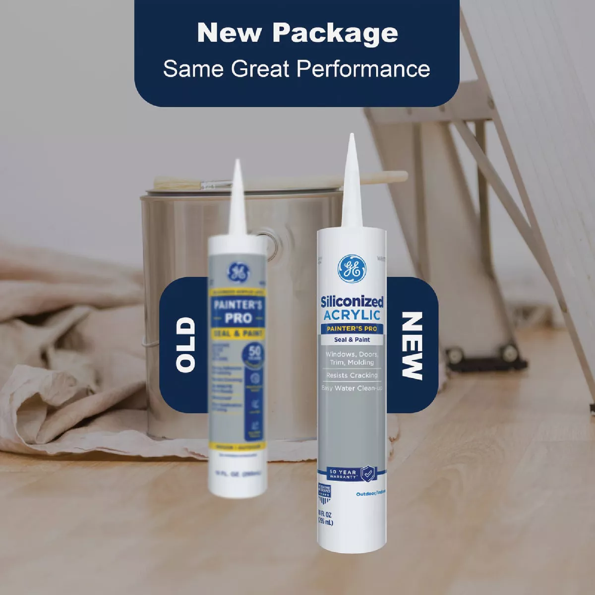 GE Siliconized Acrylic Painters Pro Seal & Paint Sealant, White, 10 Oz. Cartridge - photo 3