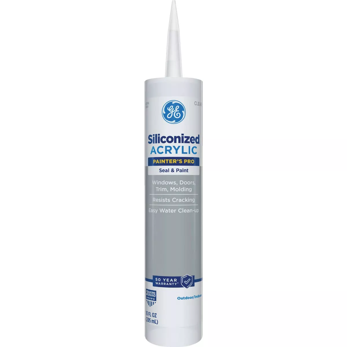 GE Siliconized Acrylic Painters Pro Seal & Paint Sealant, Clear, 10 Oz. Cartridge