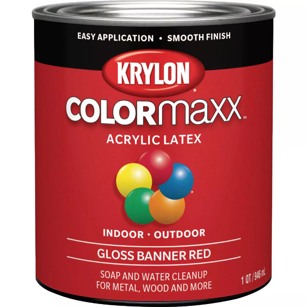 Krylon ColorMaxx Gloss Interior/Exterior Wall Paint, Banner Red, 1 Qt.