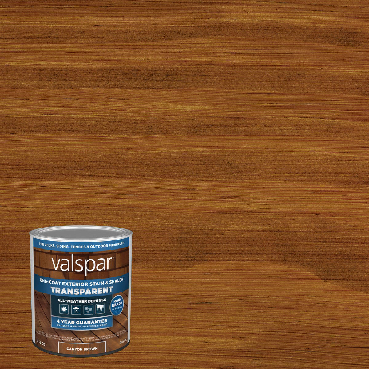 Valspar Transparent Deck Stain, Canyon Brown, 1 Qt. Do it Best