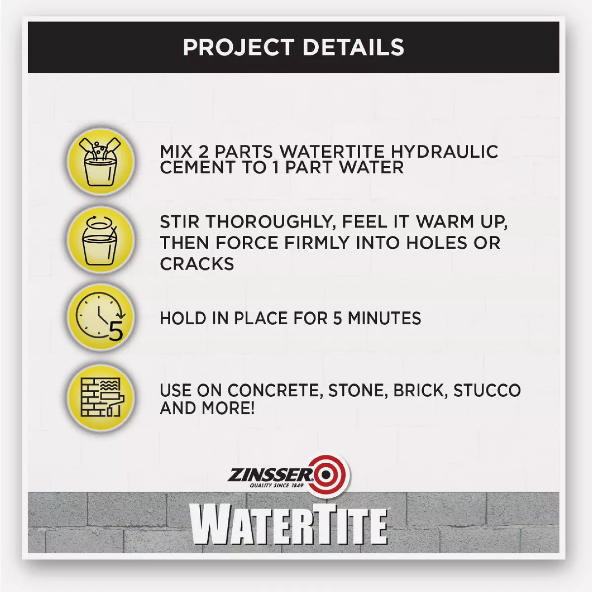 Zinsser WaterTite 2.5 Lb. Box Hydraulic Cement - photo 3