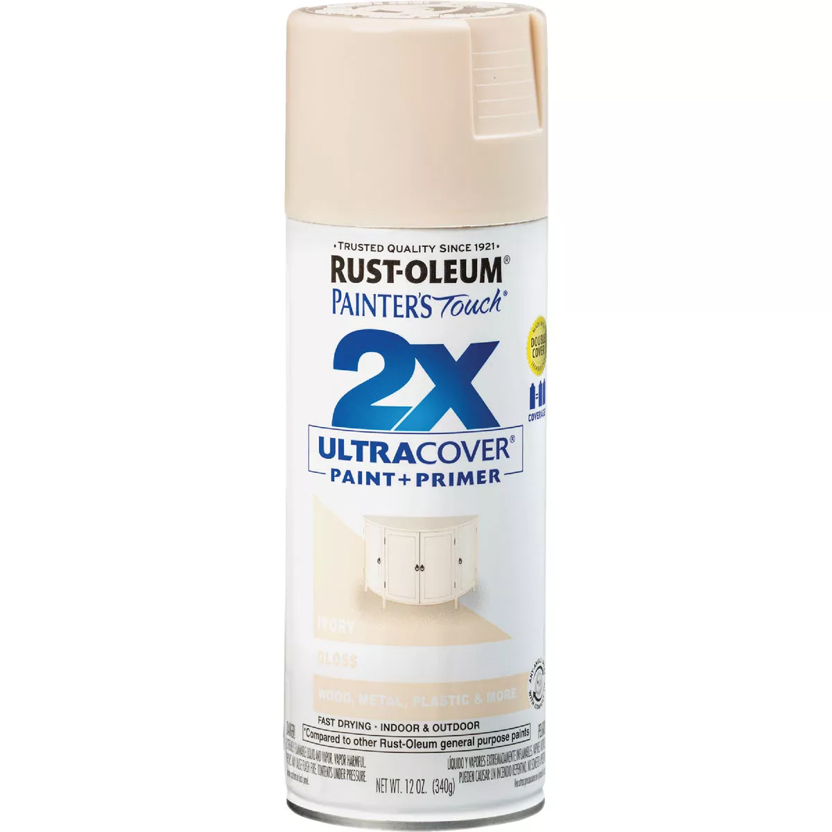 Rust-Oleum Painter's Touch 2X Ultra Cover 12 Oz. Gloss Paint + Primer Spray Paint, Ivory - photo 8