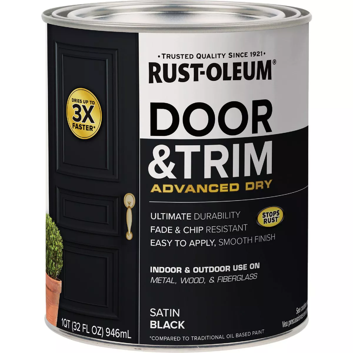 Rust-Oleum Stops Rust 1 Qt. Satin Black Door and Trim Paint - photo 2