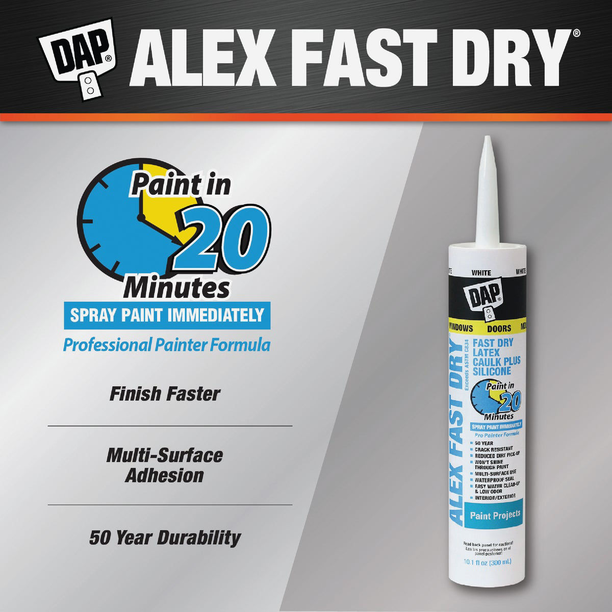 Dap Alex Fast Dry 10.1 Oz. White Siliconized Acrylic Latex Caulk Do