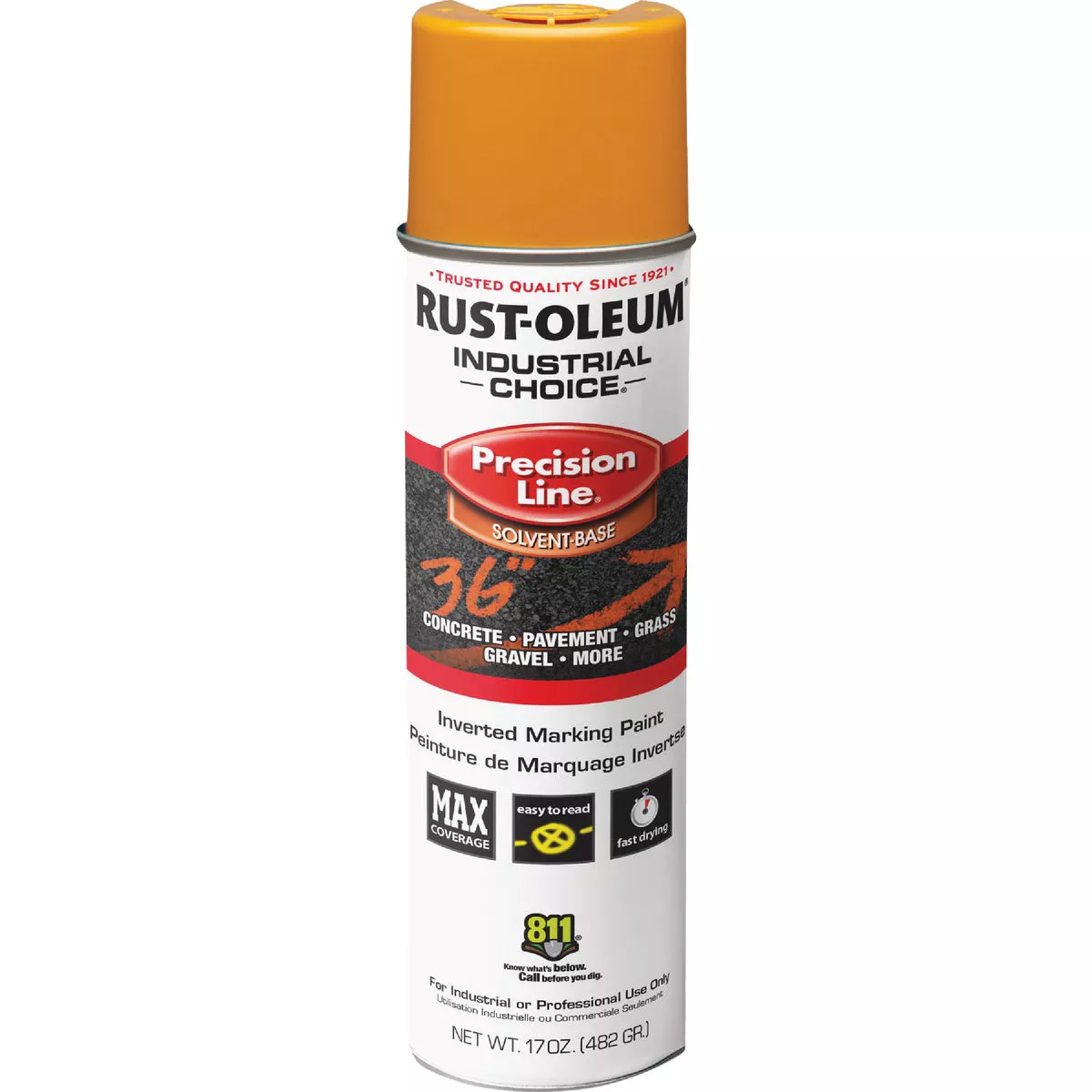 Rust-Oleum Industrial Choice Caution Yellow 17 Oz. Inverted Marking Spray Paint - photo 2