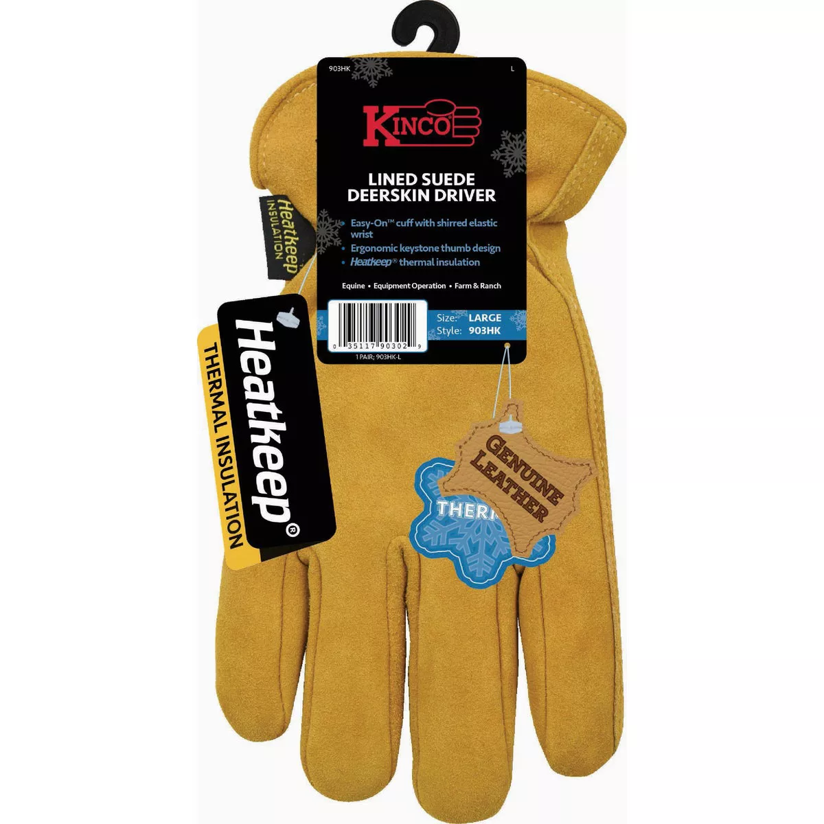 Kinco Men's XL Lined Suede Deerskin Driver Glove