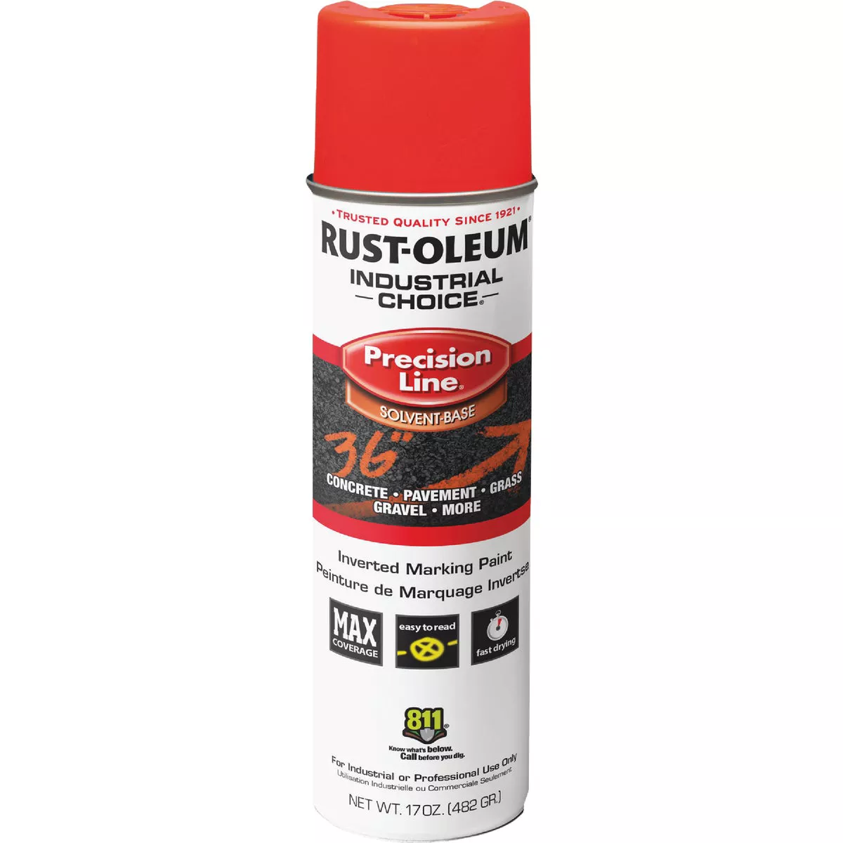 Rust-Oleum Industrial Choice Fluorescent Red Orange 17 Oz. Inverted Marking Spray Paint - photo 2