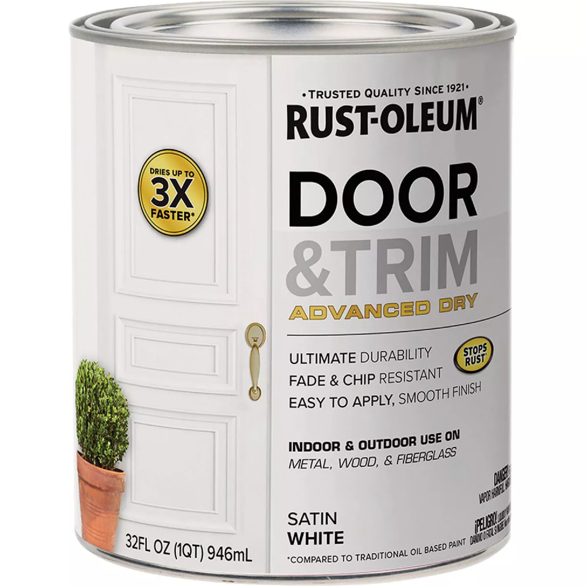 Rust-Oleum Stops Rust 1 Qt. Satin White Door and Trim Paint - photo 2