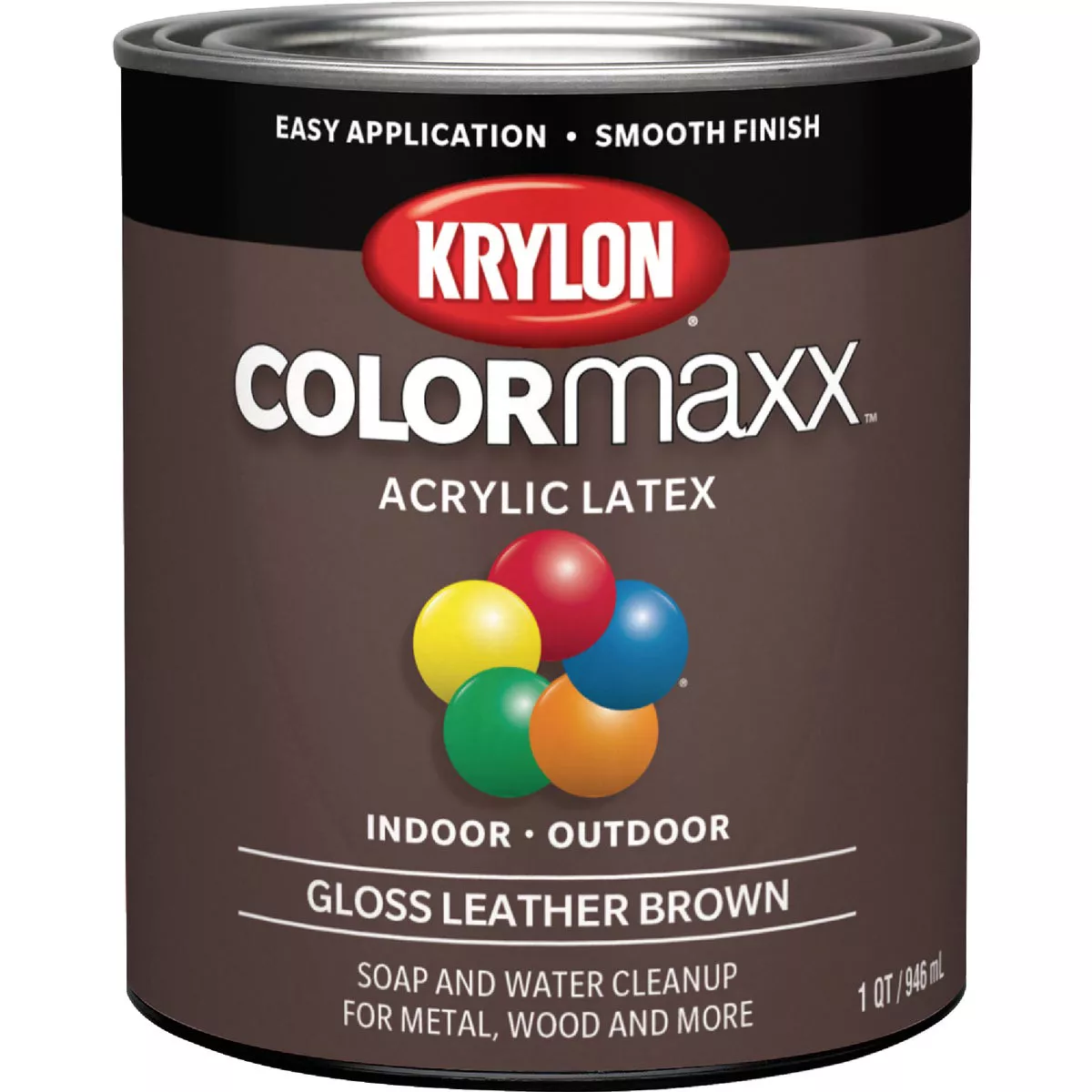 Krylon ColorMaxx Gloss Interior/Exterior Wall Paint, Leather Brown, 1 Qt.