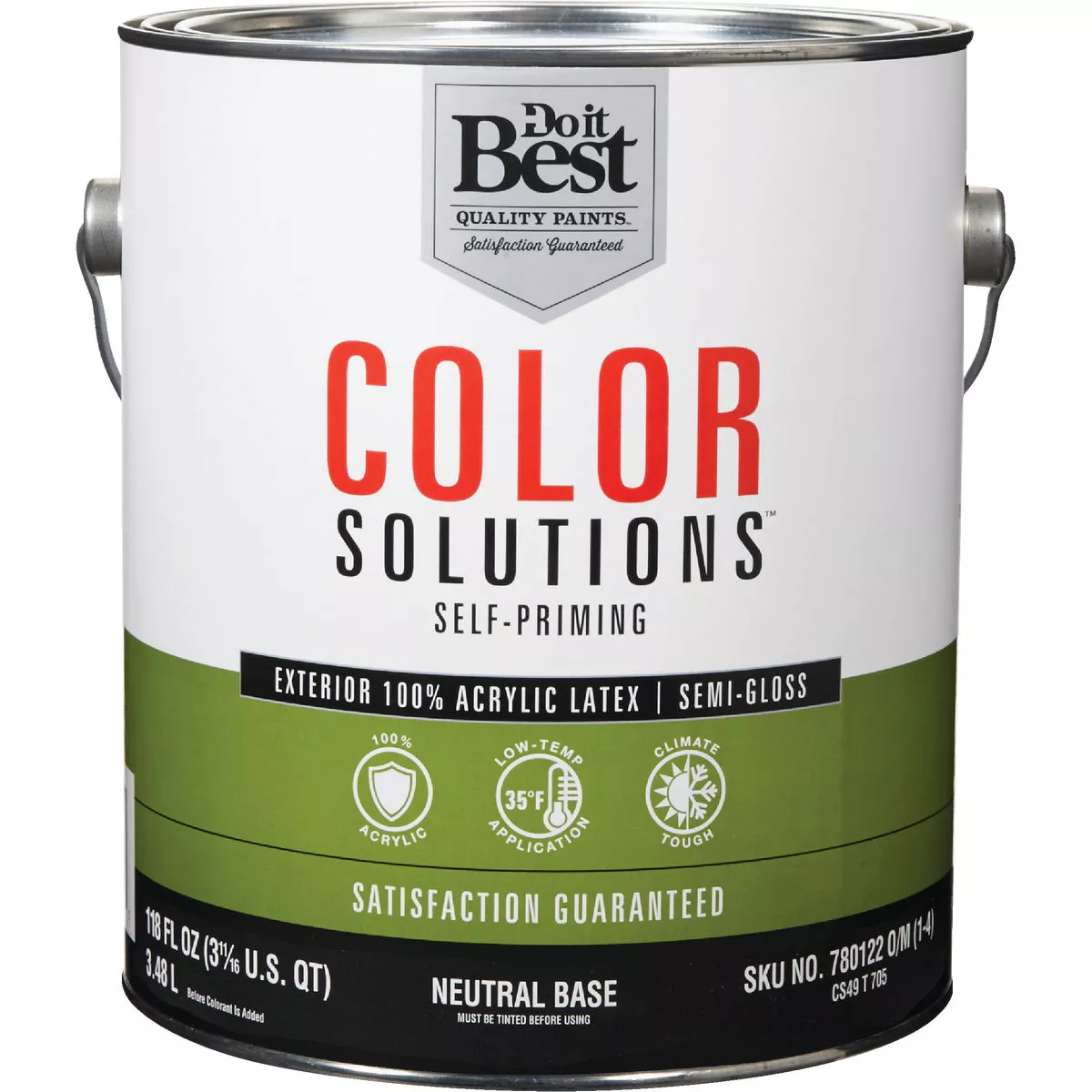 Do it Best Color Solutions 100% Acrylic Latex Self-Priming Semi-Gloss Exterior House Paint, Neutral Base, 1 Gal.