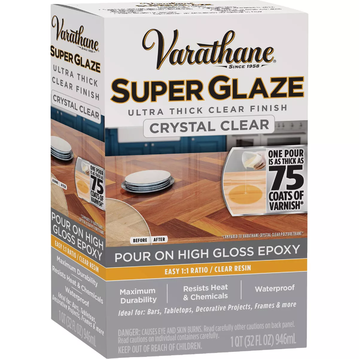 Varathane 1 Qt. Super Glaze Pour-On High Gloss Crystal Clear Epoxy Resin - photo 3