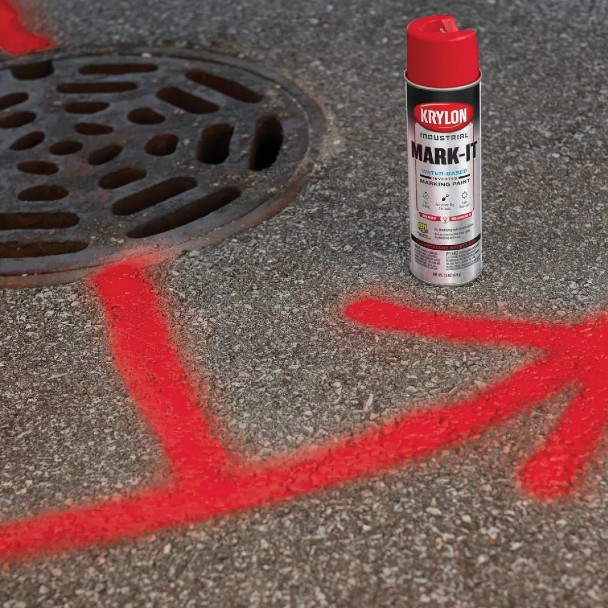 Krylon Mark-It 731308 Industrial WB APWA Brilliant Red Inverted Marking Paint - photo 3