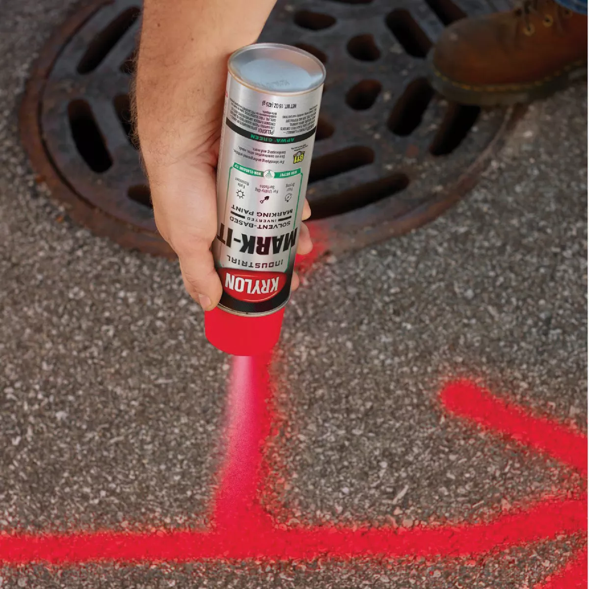 Krylon Mark-It 732408 Industrial WB Fluorescent Red Inverted Marking Paint - photo 5