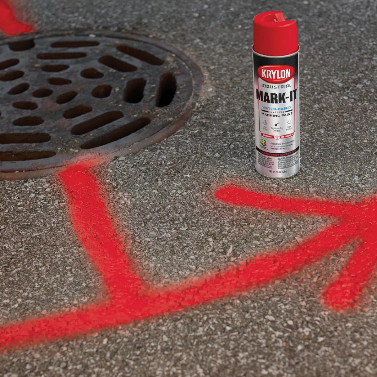 Krylon Mark-It 732408 Industrial WB Fluorescent Red Inverted Marking Paint - photo 3
