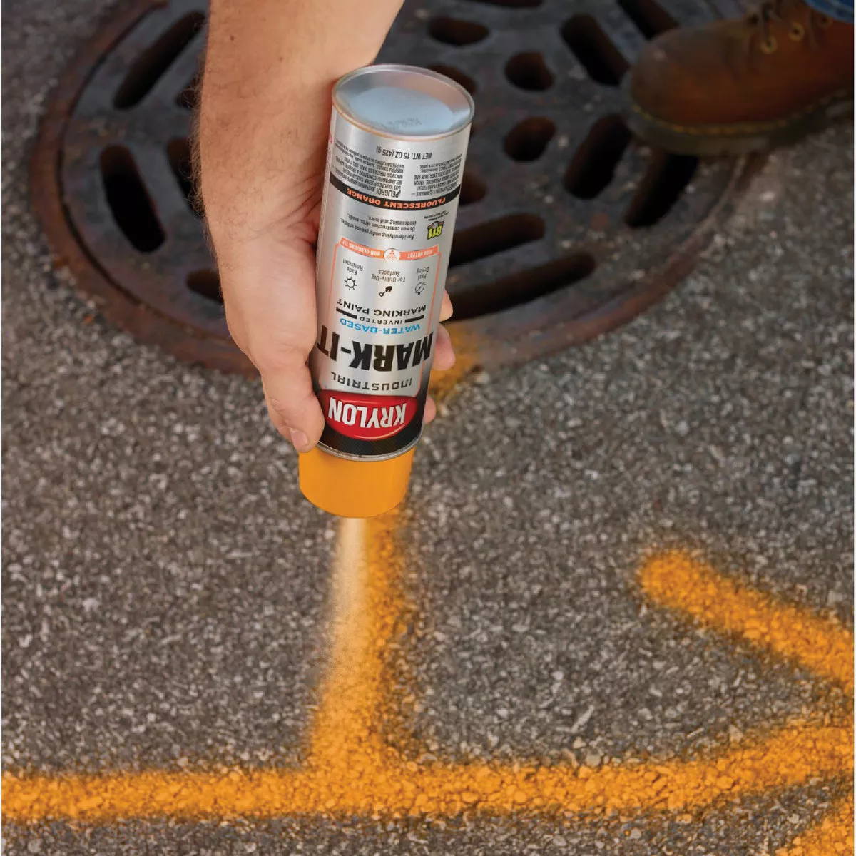 Krylon Mark-It 732008 Industrial WB Fluorescent Orange Inverted Marking Paint - photo 5