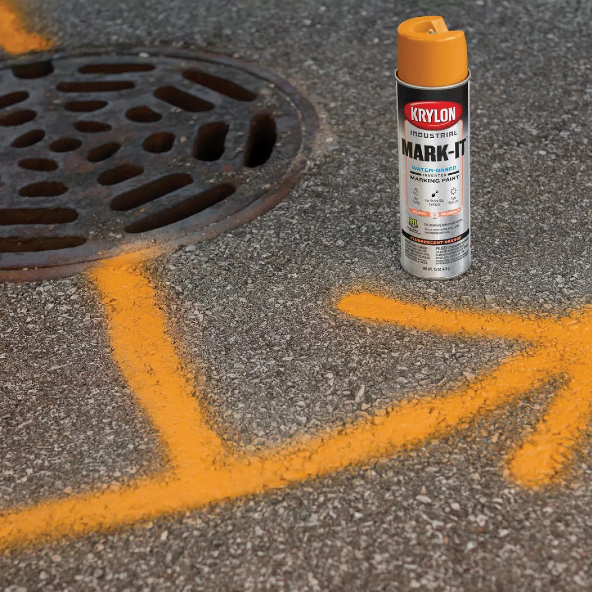 Krylon Mark-It 732008 Industrial WB Fluorescent Orange Inverted Marking Paint - photo 3