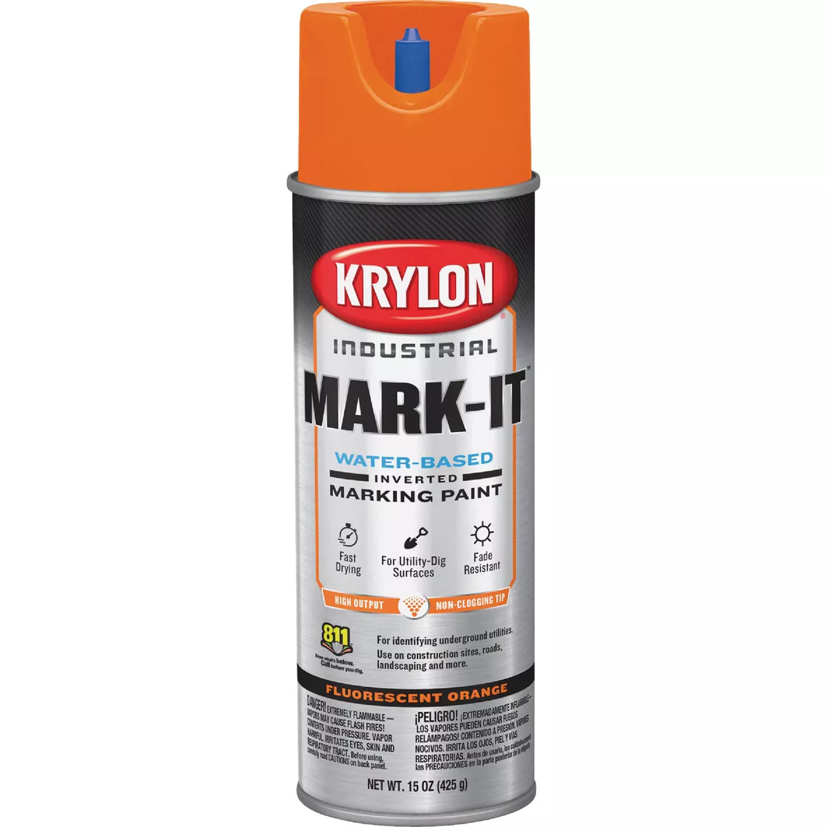 Krylon Mark-It 732008 Industrial WB Fluorescent Orange Inverted Marking Paint - photo 2