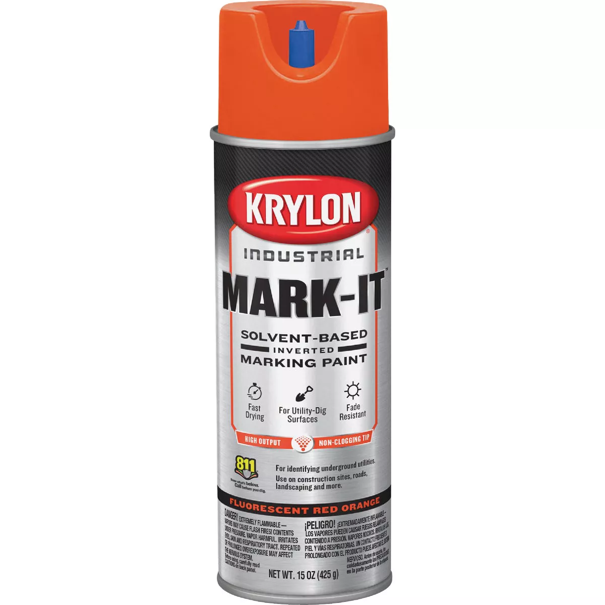 Krylon Mark-It 731008 Industrial SB Fluorescent Red Orange Inverted Marking Paint - photo 2