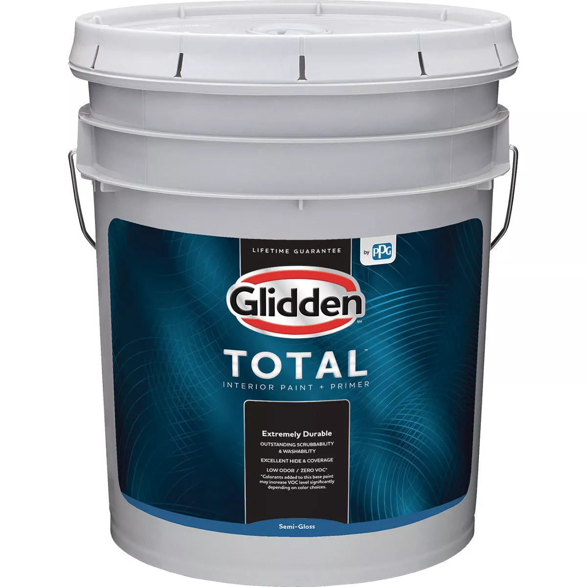 Glidden Total Interior Paint + Primer Semi-Gloss White & Pastel Base 5 Gallon Pail