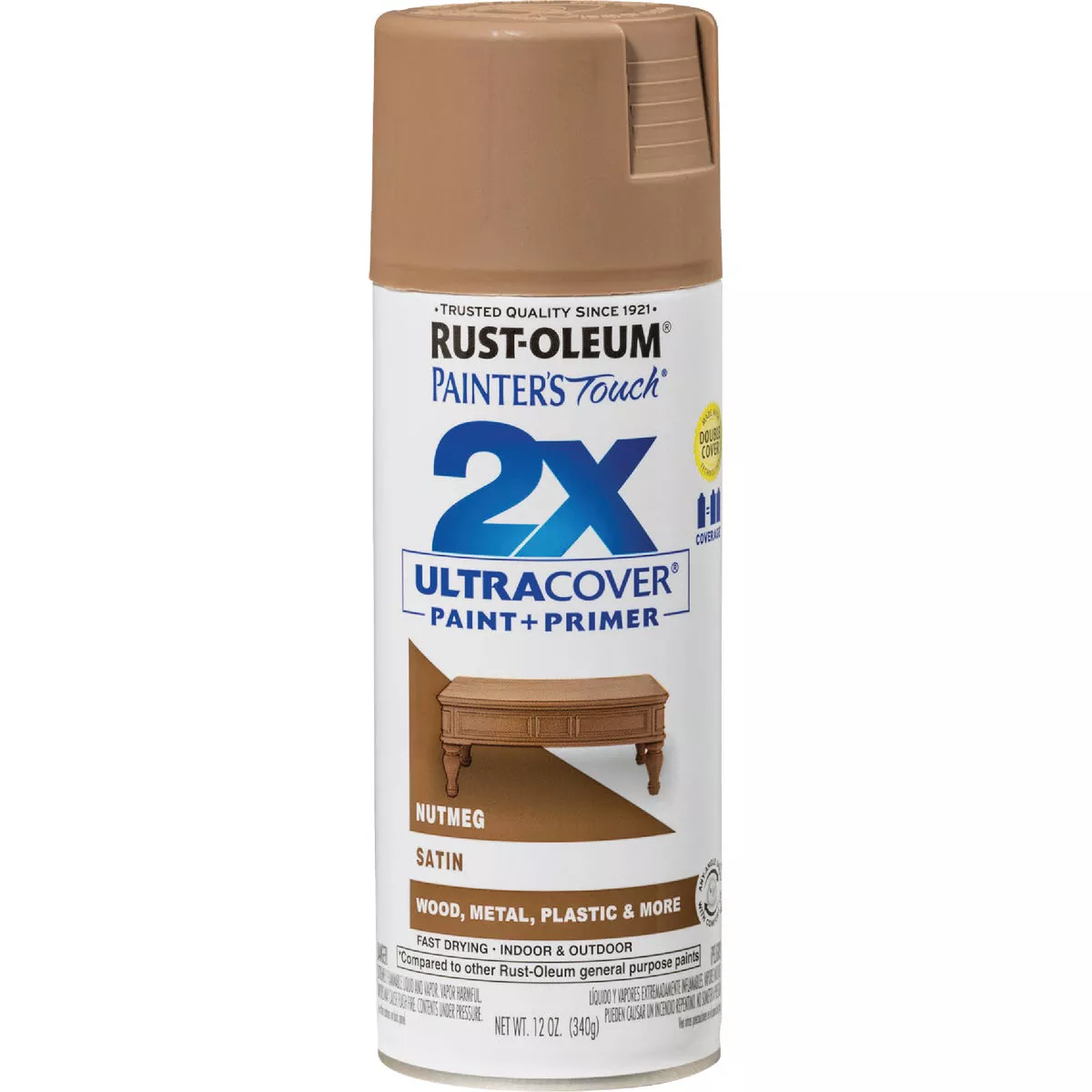Rust-Oleum Painter's Touch 2X Ultra Cover 12 Oz. Satin Paint + Primer Spray Paint, Nutmeg - photo 8