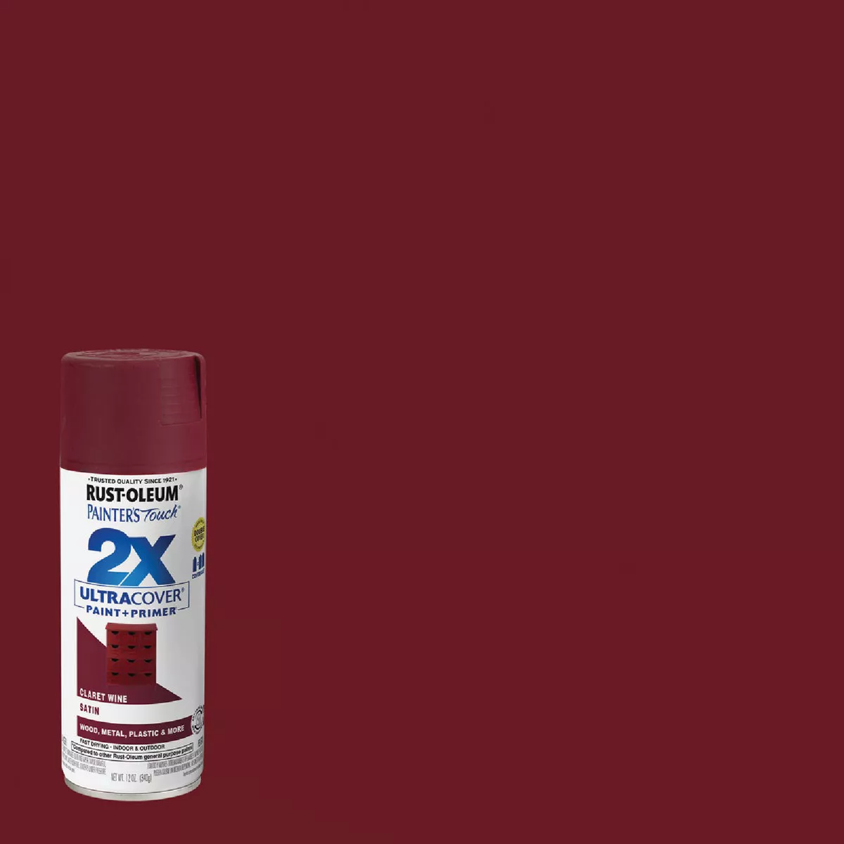 Rust-Oleum Painter's Touch 2X Ultra Cover 12 Oz. Satin Paint + Primer Spray Paint, Claret Wine