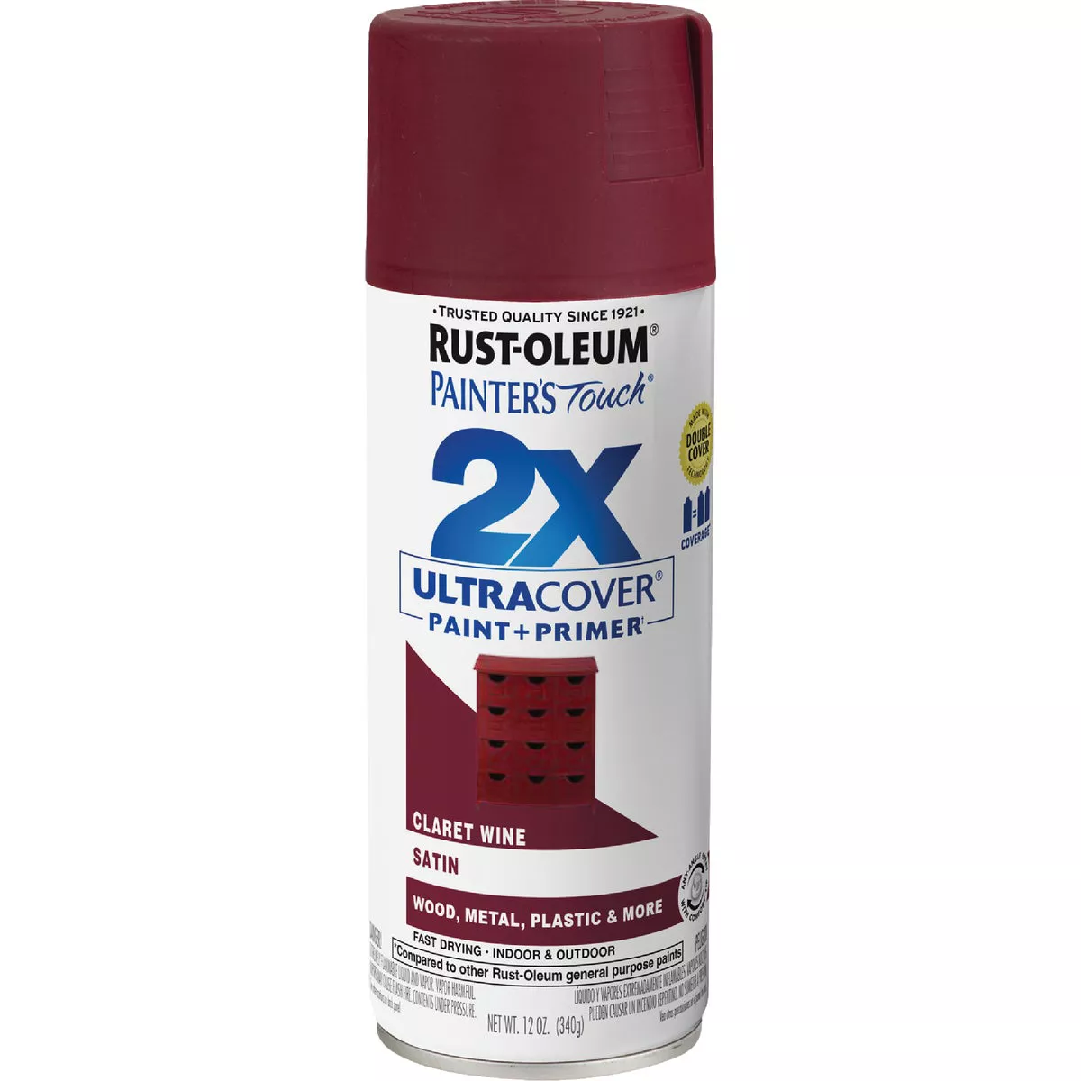 Rust-Oleum Painter's Touch 2X Ultra Cover 12 Oz. Satin Paint + Primer Spray Paint, Claret Wine - photo 3