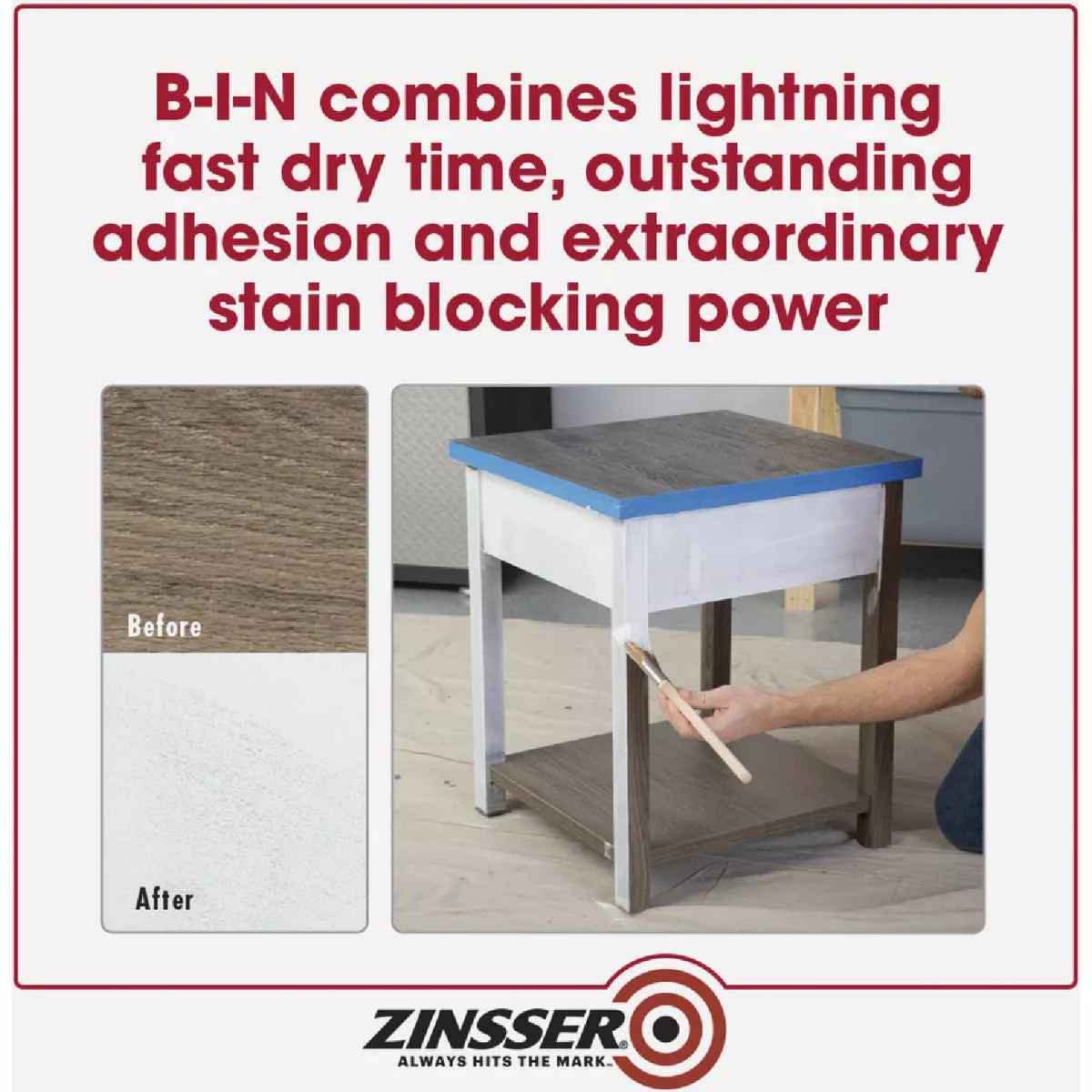 Zinsser B-I-N Shellac-Based Ultimate Stain Blocker Interior & Spot Exterior Primer, White, 1 Gal. - photo 6