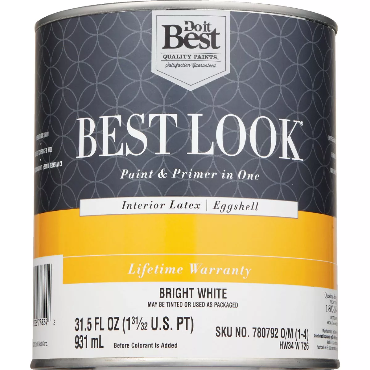 Best Look Latex Premium Paint & Primer In One Eggshell Interior Wall Paint, Bright White, 1 Qt. - photo 2