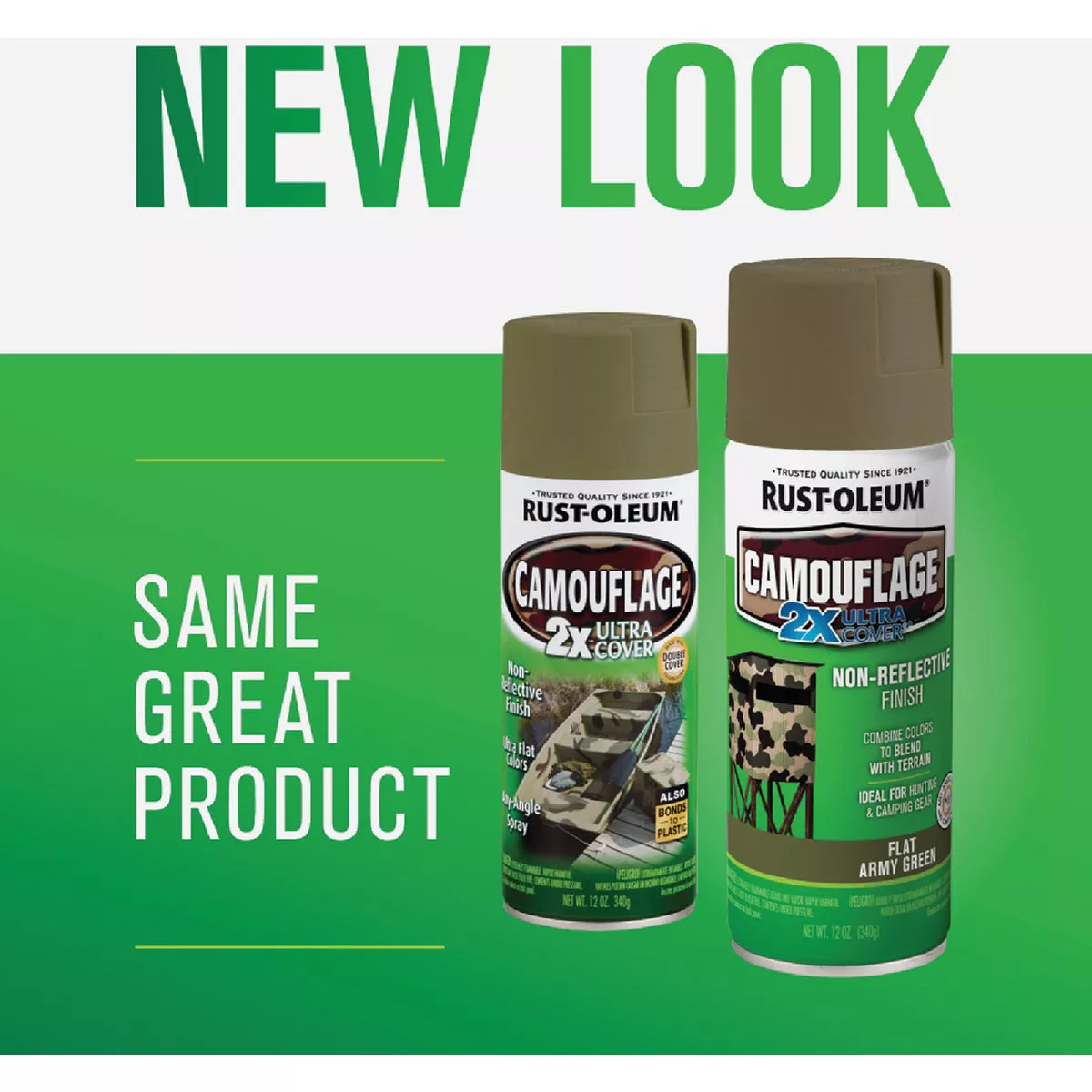 Rust-Oleum Camouflage 2X Ultra Cover 12 Oz. Flat Spray Paint, Army Green - photo 2