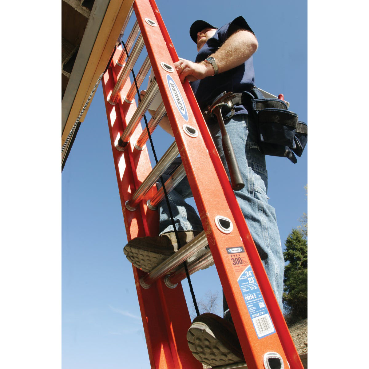 Werner 24 Ft. Fiberglass Extension Ladder with 300 Lb. Load Capacity Type  IA Duty Rating