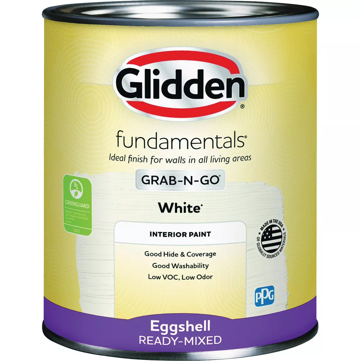 Glidden Fundamentals Grab-N-Go Eggshell Interior Paint, White, 1 Qt. - photo 2