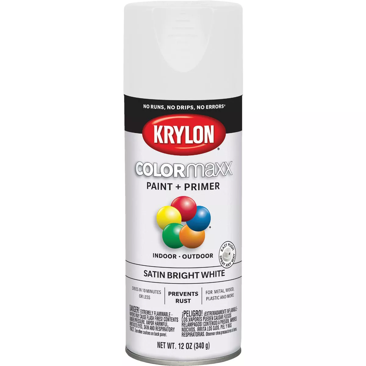 Krylon ColorMaxx12 Oz. Satin Spray Paint, Bright White